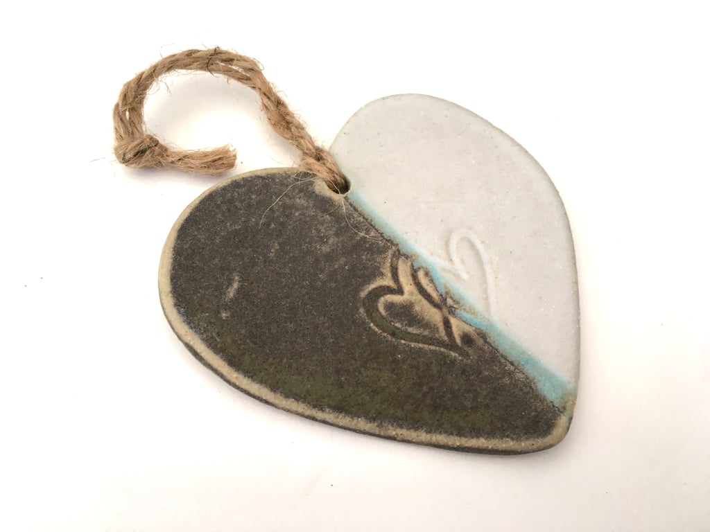 Unique Loveheart hanger, ceramic lovehearts, gift idea, home decor, pottery