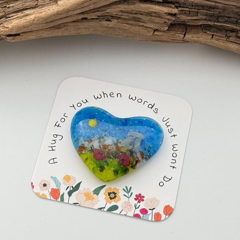 Fused Glass Standing Stones Pocket Heart