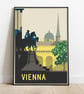 Viena retro travel poster, Vienna city art print, Austria travel poster - Image 2