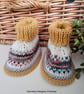 Designer Fairisle 90% % 100% Merino Wool Booties 3-9 months size - Image 4