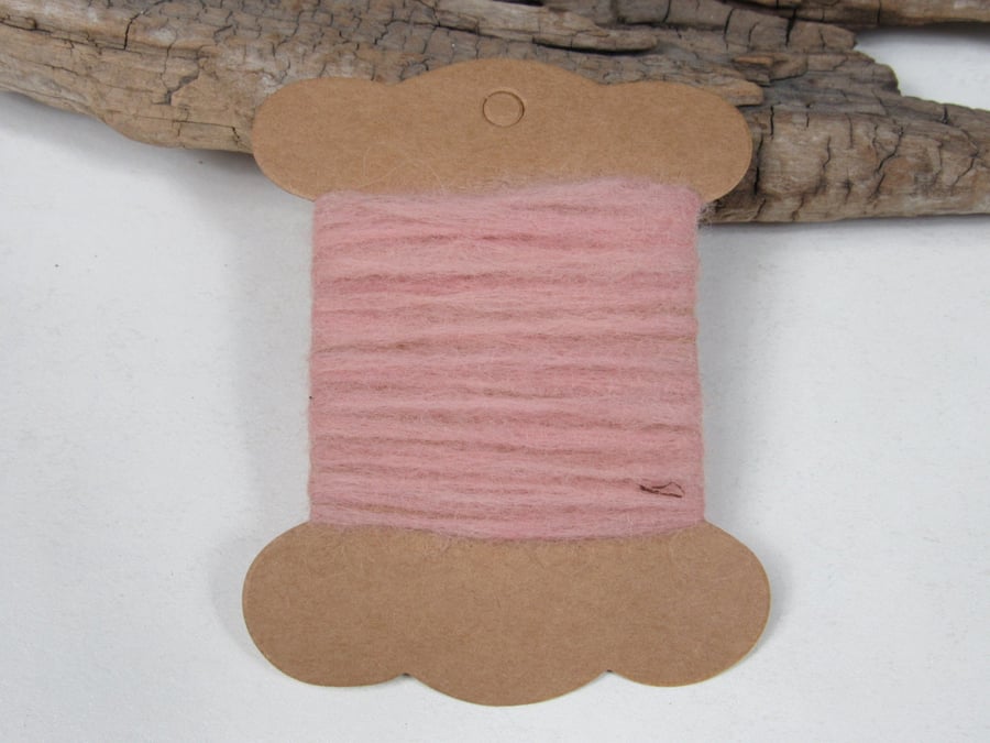 Hand Dyed Natural Dye Pure Wool Cochineal Pale Pink Couching Thread