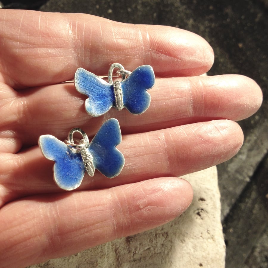 Blue grey butterfly pendant 