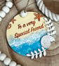 Wooden Hanging Decoration - special friend seaside themed. 