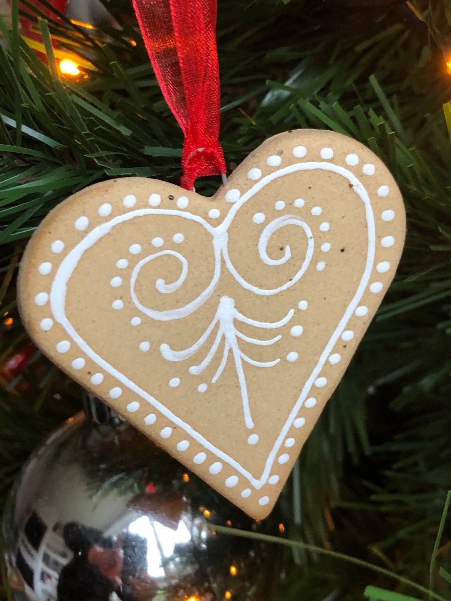 Gingerbread style hanging heart decoration