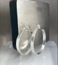 Silver Hoop Earrings - Sterling Silver 4mm Wide Hammered-Sparkly - Sizes 25-60mm - Image 4