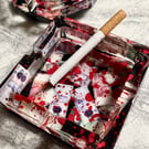 Custom Resin Ashtrays - British Blood Money Trinkets in Black & Red 
