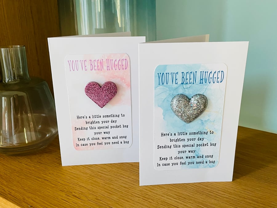 Pocket hug cards, resin keepsake card, handmade love token cards