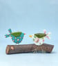 Fused Glass Turquoise Spotty Bird Decoration - Image 2