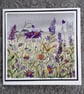 Mini Handpainted Blank Card. Letterbox Gift Purple Flowers - Image 4