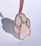 Blush opal stained glass paw decoration - dog lover gift