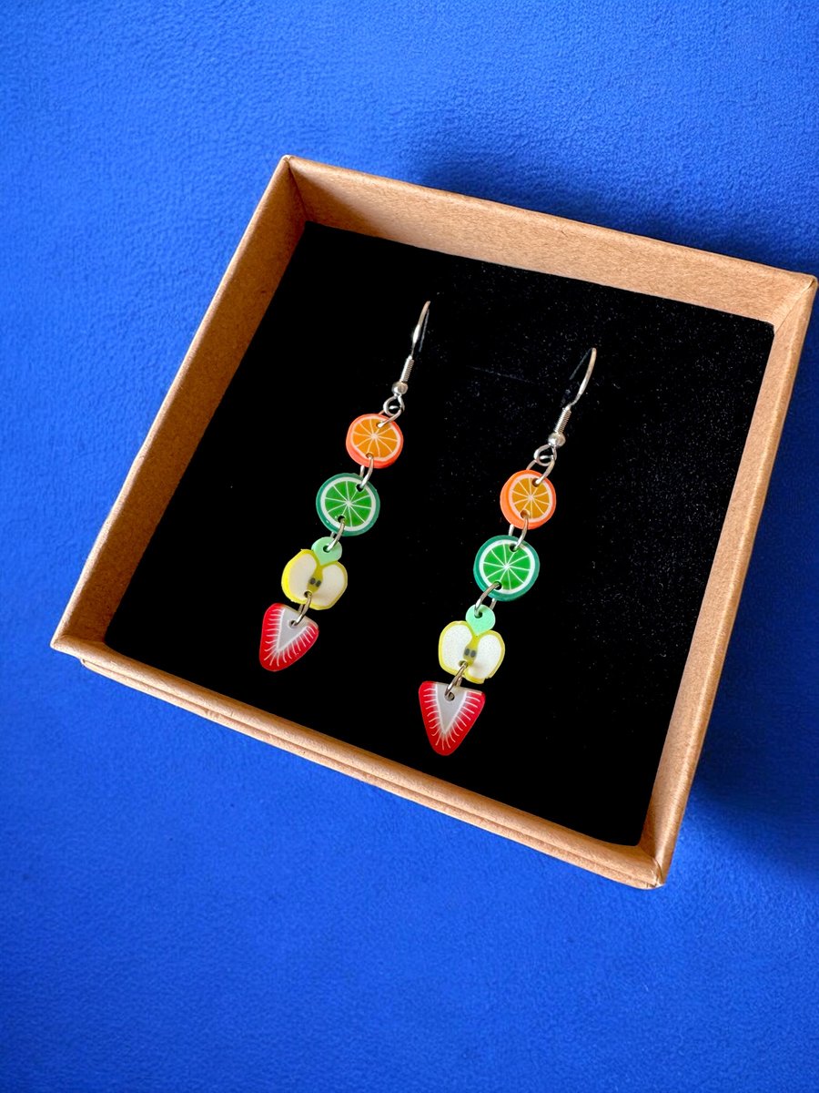 Fruit Drop Earrings - Citrus Apple Strawberry Fruits