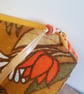 Vintage fabric  zipped pouch or makeup bag: orange tones & check lining: large  - Image 3