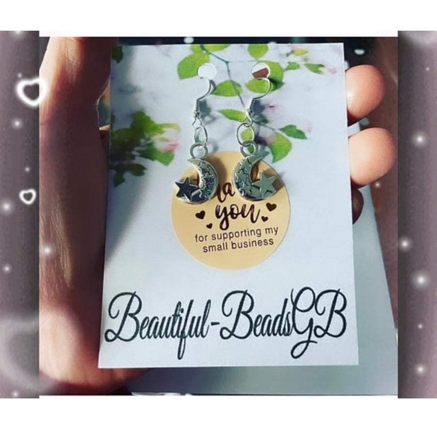 Moon and star earrings drop dangle pendant charm gift earrings 