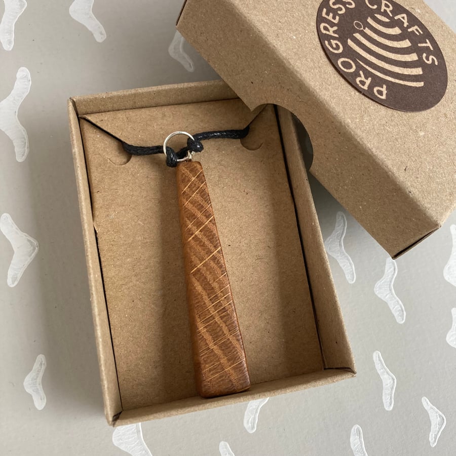 Needle oak pendant necklace - I used to be a church pew