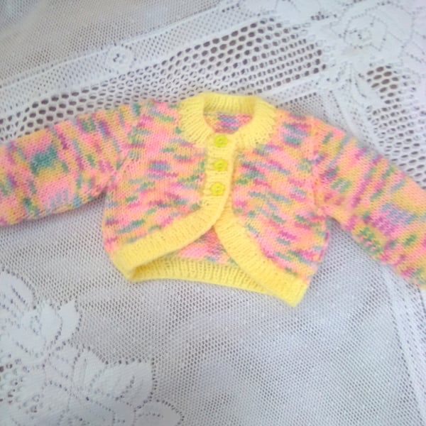 Hand Knitted Long Sleeved Bolero for Baby, Baby Shower Gift, New Baby Gift