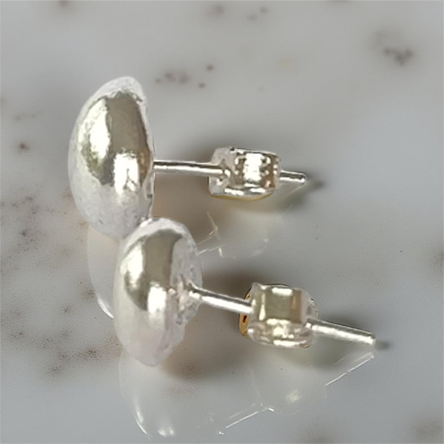 Organic Silver Stud Earrings