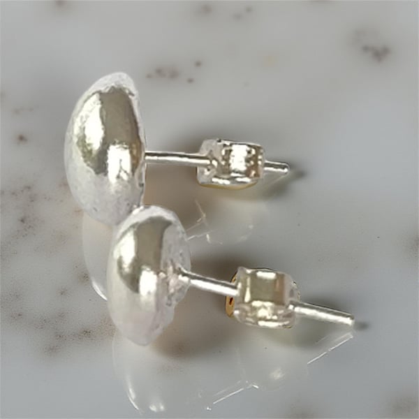 Organic Silver Stud Earrings