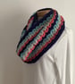 INFINITY SCARF , neckwarmer , cowl  ' The Islander' . Navy , coral . grey . - Image 6