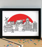 Nottingham Skyline Print - with Nottingham Forest's City Ground - Image 1