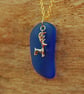 Beach glass pendant with deer charm  - Image 4