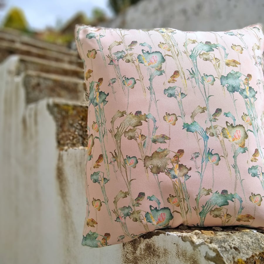 Floral design cotton and velvet cushion