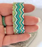 Blue, White and Gold Zig Zag Wave Bead Woven Slider Bracelet - Image 5