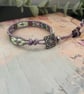 Bracelet ,Pretty lilac beaded leather wrap adjustable boho bracelet  - Image 9