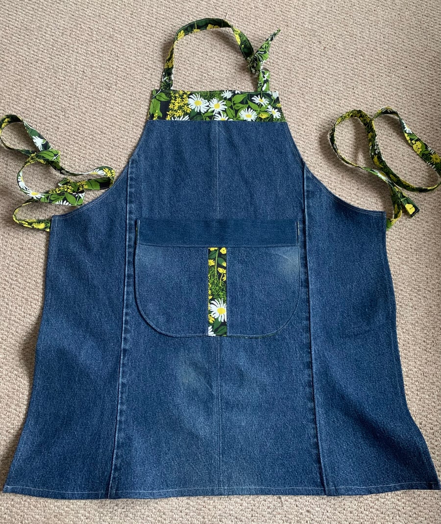 Reclaimed denim and vintage cotton apron