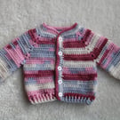 Baby Girl Cardigan - 0-3 Months Baby - Pink Grey White - Gift for a New Baby 