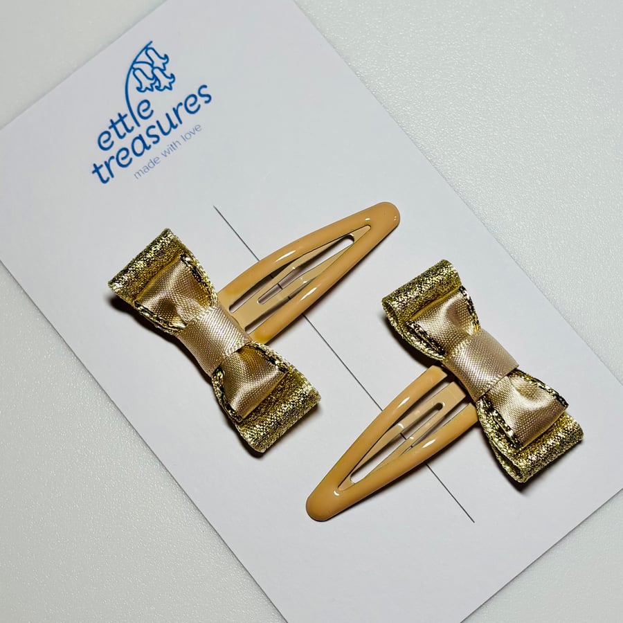 Gold sparkle Bow Hair Clips 