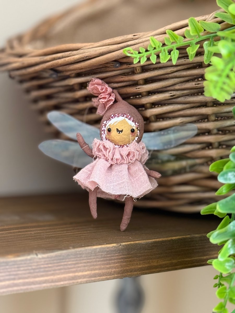 Pink Fairy Miniature Art Doll Hanger Inge