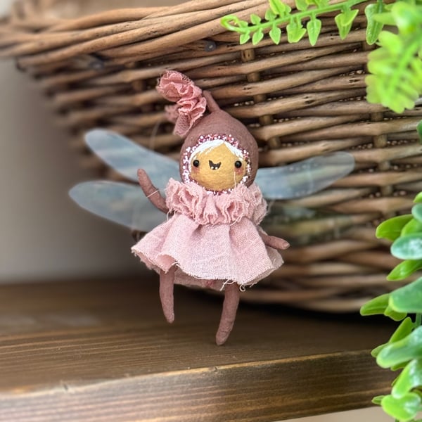 Pink Fairy Miniature Art Doll Hanger Inge