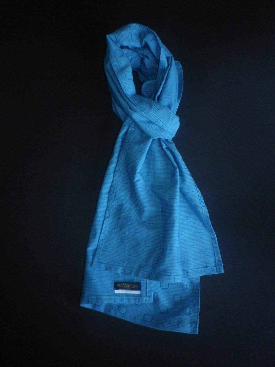 Rich deep blue clip weave lightweight summer scarf, really elegant piece.