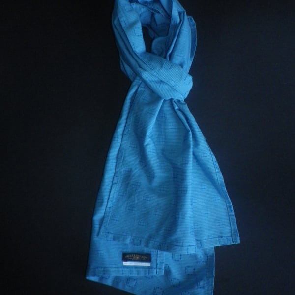 Rich deep blue clip weave lightweight summer scarf, really elegant piece.