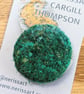 Green Moss Abstract Embellished Recycled Textile 38mm Brooches  - Image 1