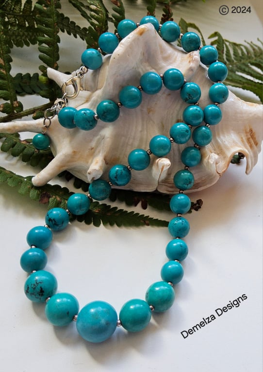 Turquoise (Rec;) Necklace Sterling Silver