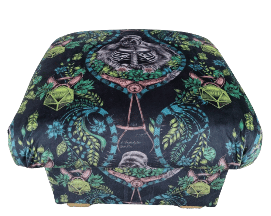 Storage Footstool Emma Shipley Silver Back Velvet Fabric Pouffe Apes Gorillas 