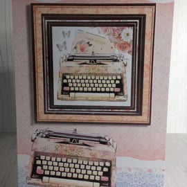 Vintage typewrite and floral card C - 133