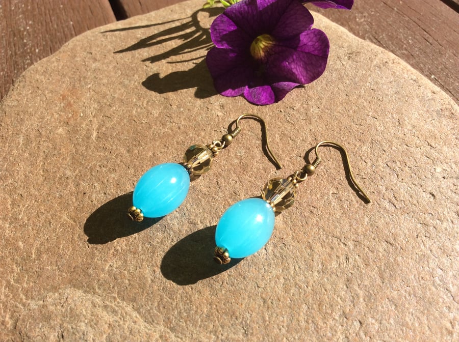 Turquoise Scent Bottle Bead Earrings 