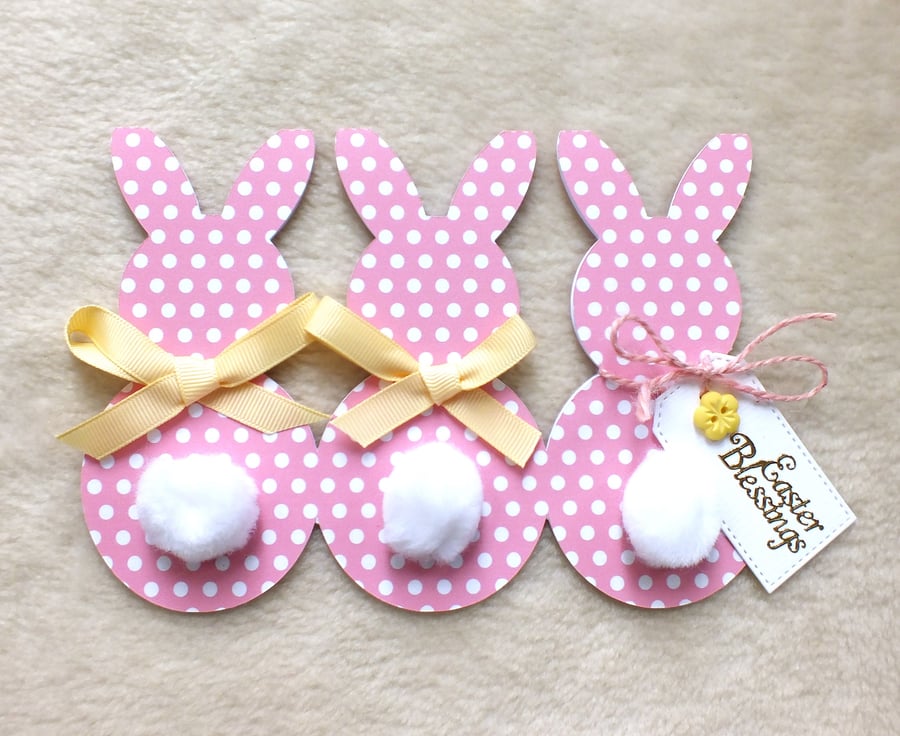 Handmade Three Bunnies Easter Card