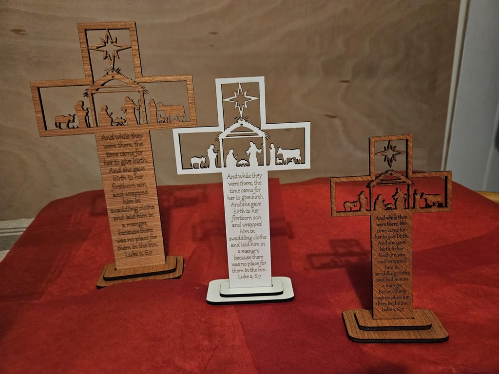 Nativity Wooden Cross Crucifix, Christmas, Religion, Baby Jesus, Christ, Faith, 