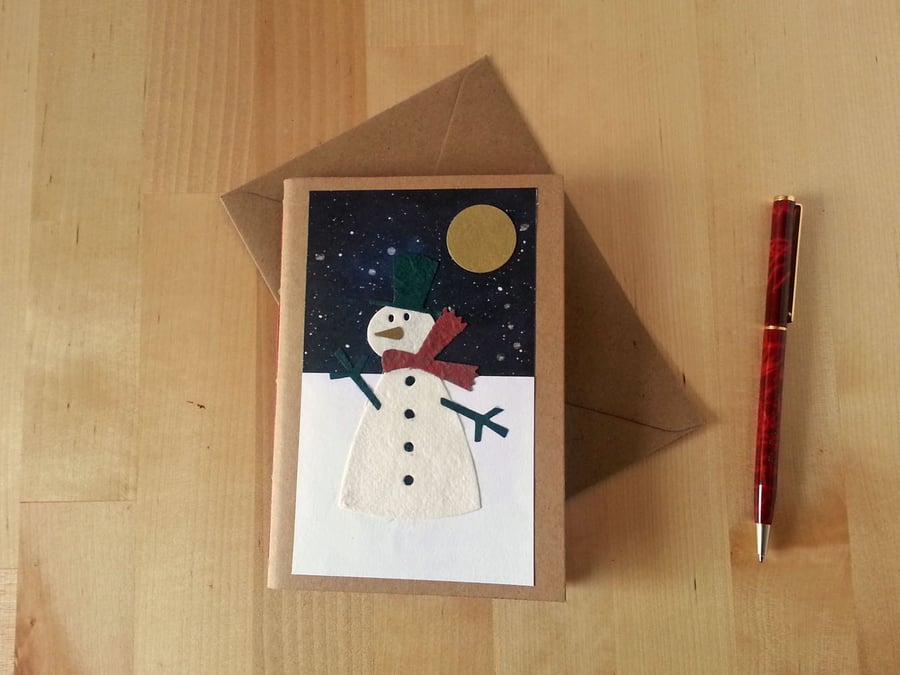 Snowman Christmas Notebook with cream pages. Alternative Christmas Card.