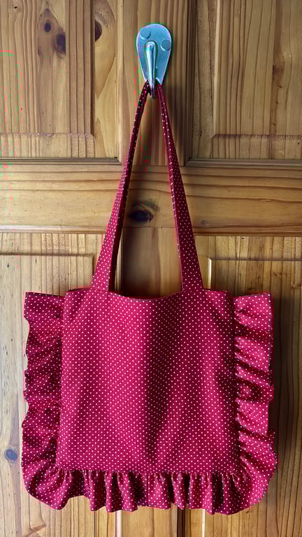 Polka dot ruffle tote bag - Small