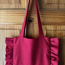 Polka dot ruffle tote bag - Small