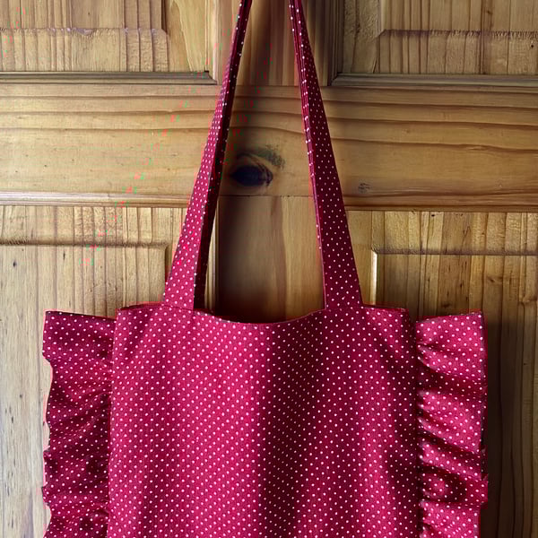 Polka dot ruffle tote bag - Small