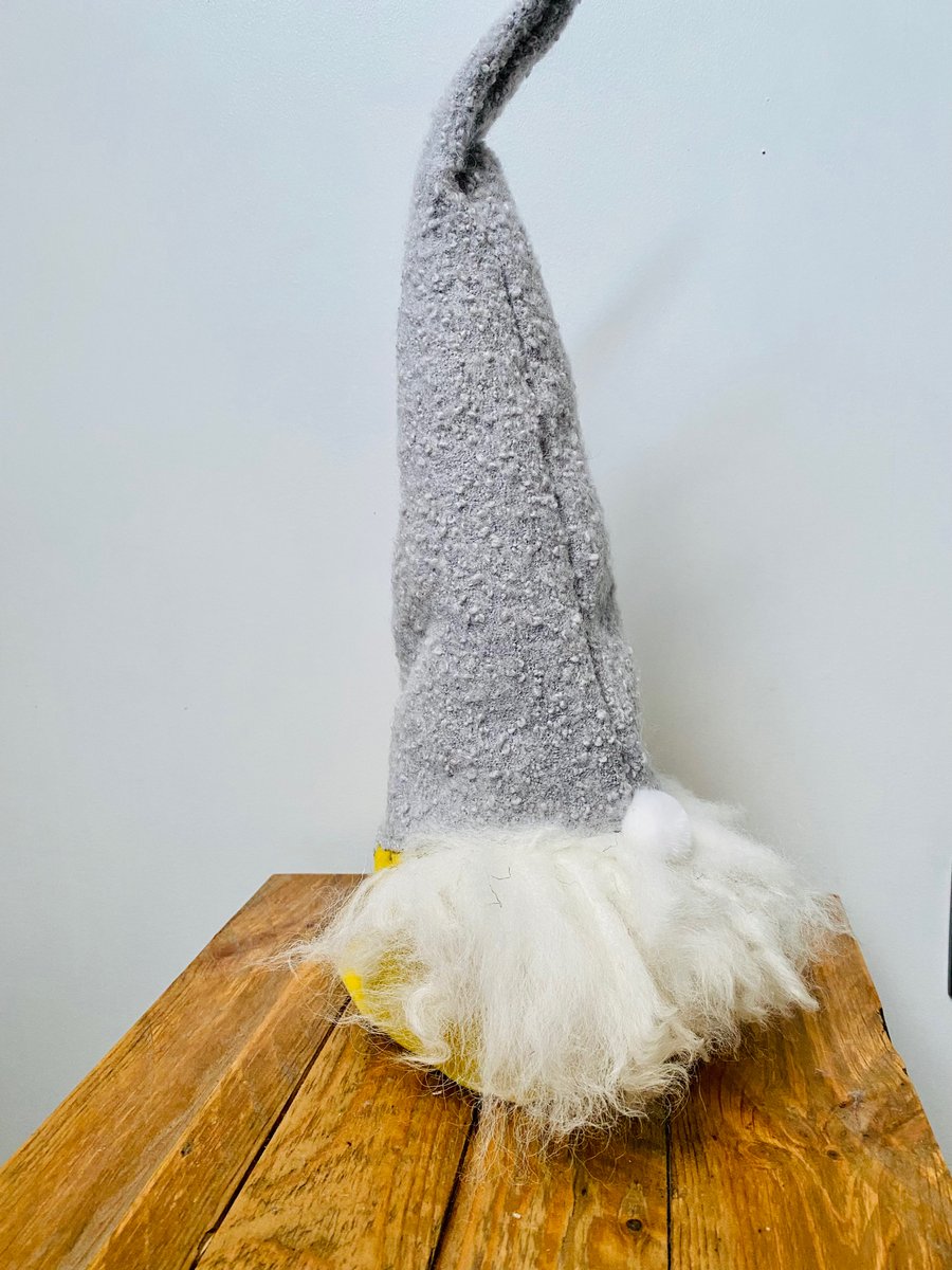 Large Mustard yellow Christmas Santa Gnome made from recycled materials