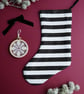 Black and White Striped Christmas Stocking - Large