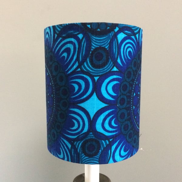 Smart Geometric Floral Dark Blue 60s BACARDI BORAS Vintage  Fabric Lampshade