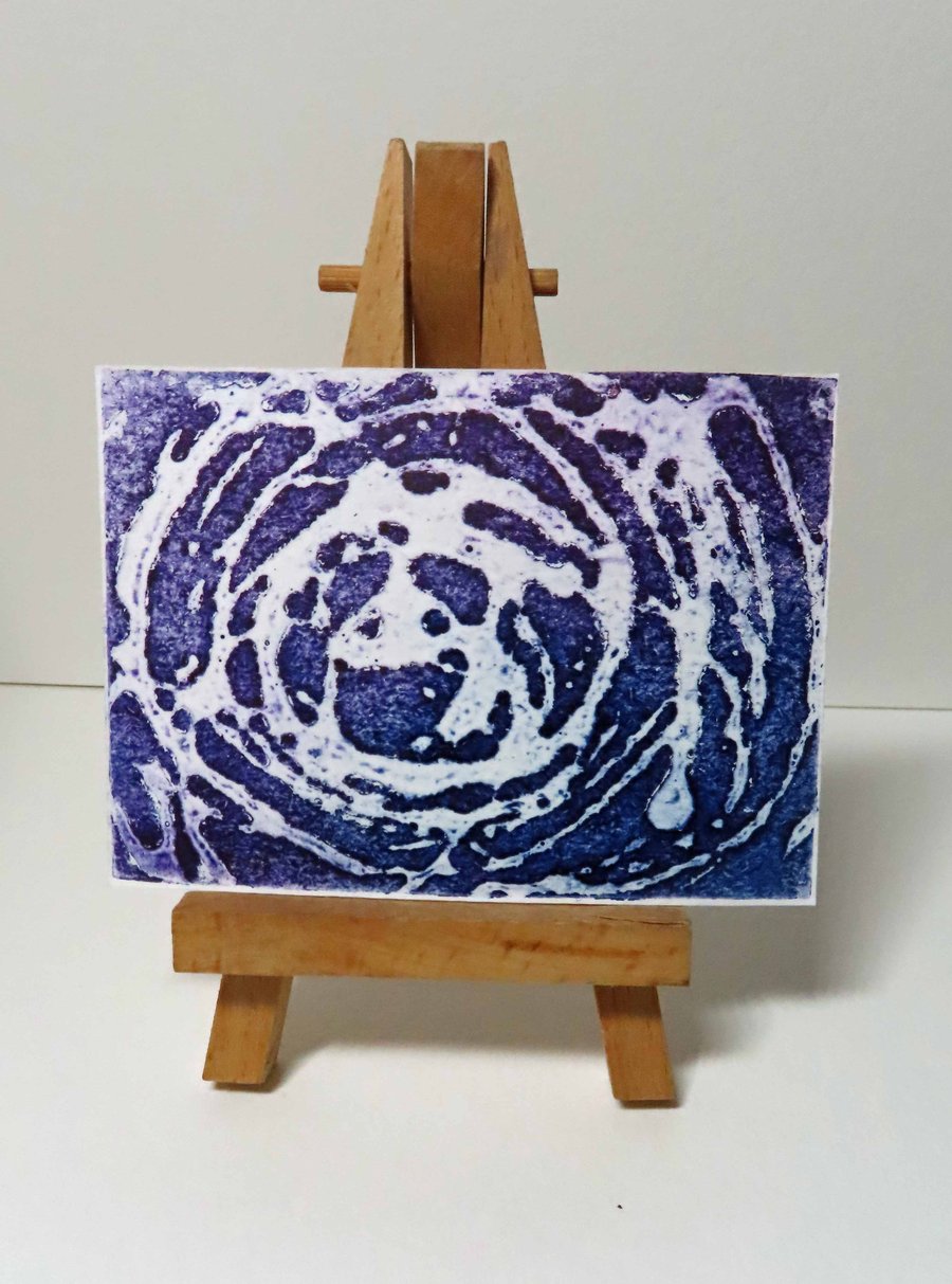 ACEO Whirl 2 Original Collagraph Print OOAK 