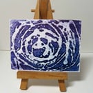 ACEO Whirl 2 Original Collagraph Print OOAK 